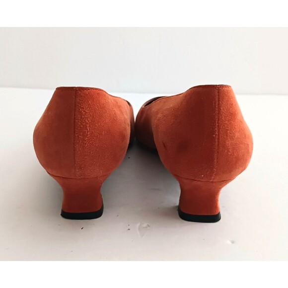 VTG Renee Mancini Paris Dk Orange Suede/Leather Cap Toe Low Heel Pump 37.5 US 7N - Picture 5 of 9